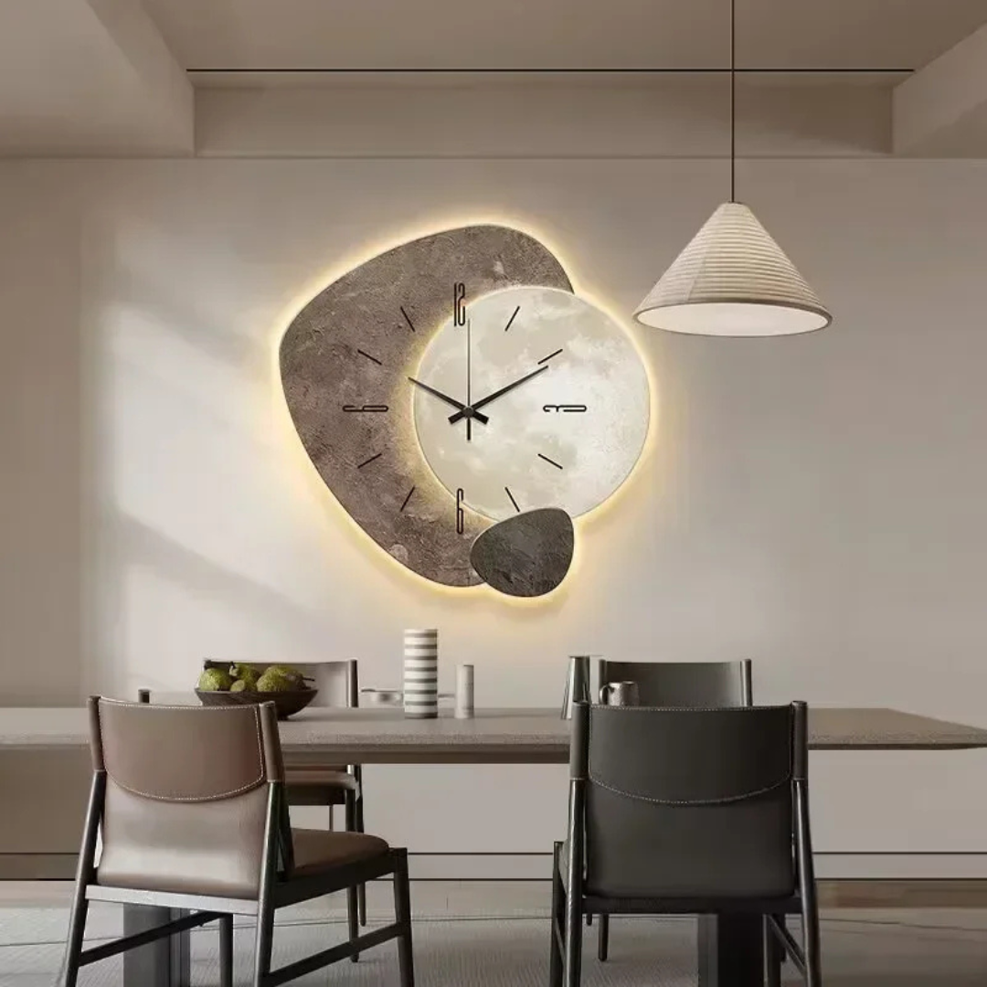 Wooden LED Wall Clock Modern Organic Design Silent Quartz Backlit | Lumfield